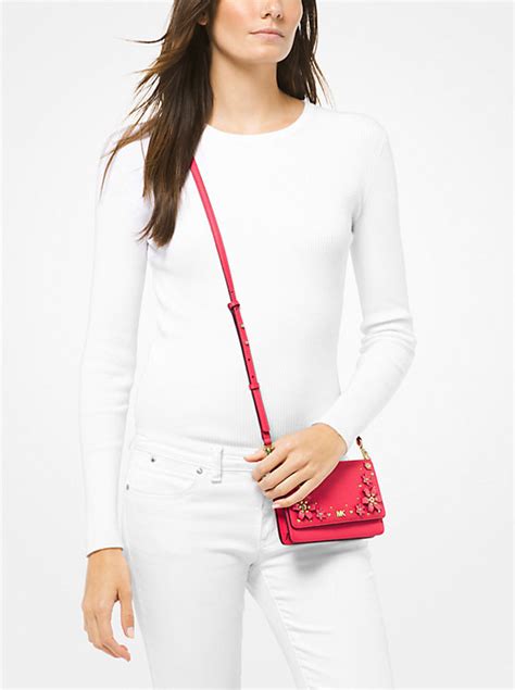 michael kors flower of chilb|Floral Embellished Pebbled Leather Convertible Crossbody Bag.